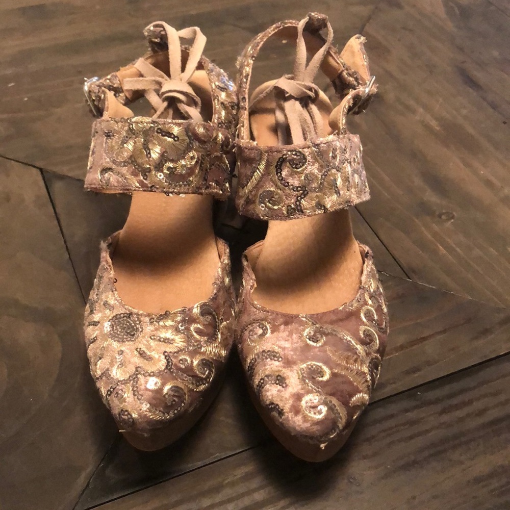 Free People lace up wedges